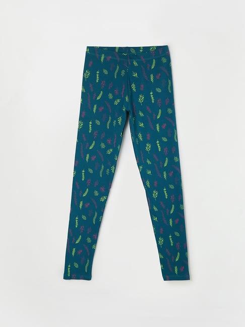 fame forever by lifestyle kids teal printed leggings