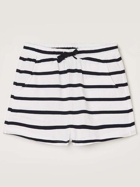 fame forever by lifestyle kids white & black cotton striped shorts