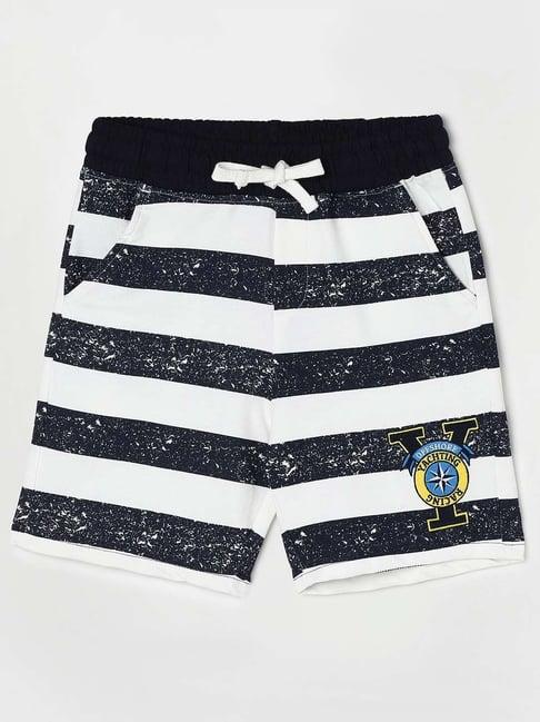 fame forever by lifestyle kids white & blue cotton striped shorts