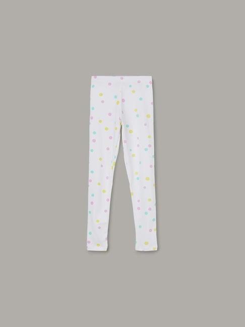 fame forever by lifestyle kids white cotton printed leggings