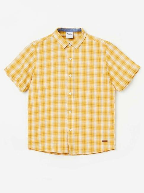 fame forever by lifestyle kids yellow cotton chequered shirt