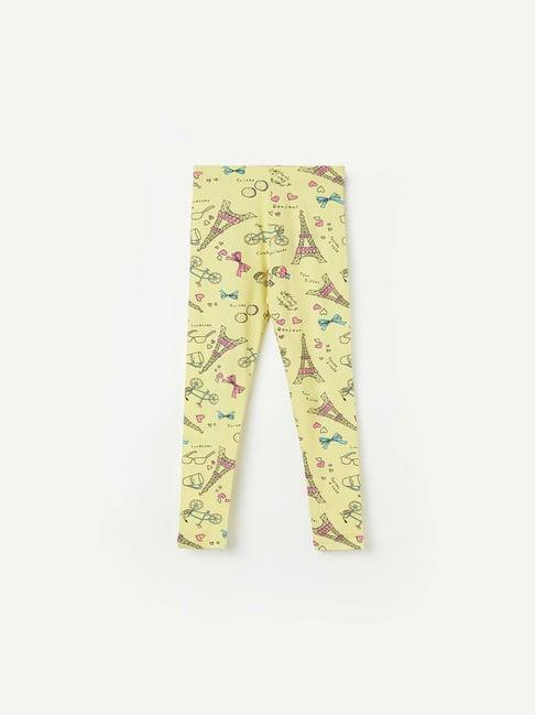 fame forever by lifestyle kids yellow cotton printed leggings