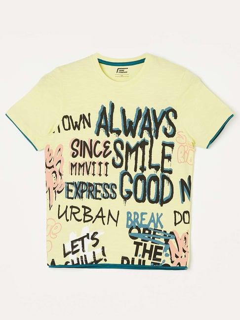 fame forever by lifestyle kids yellow cotton printed t-shirt
