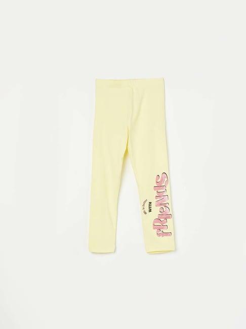 fame forever by lifestyle kids yellow printed leggings