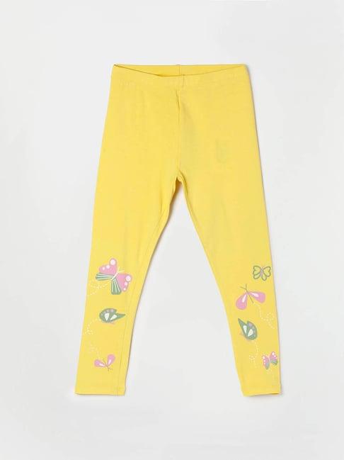 fame forever by lifestyle kids yellow printed leggings