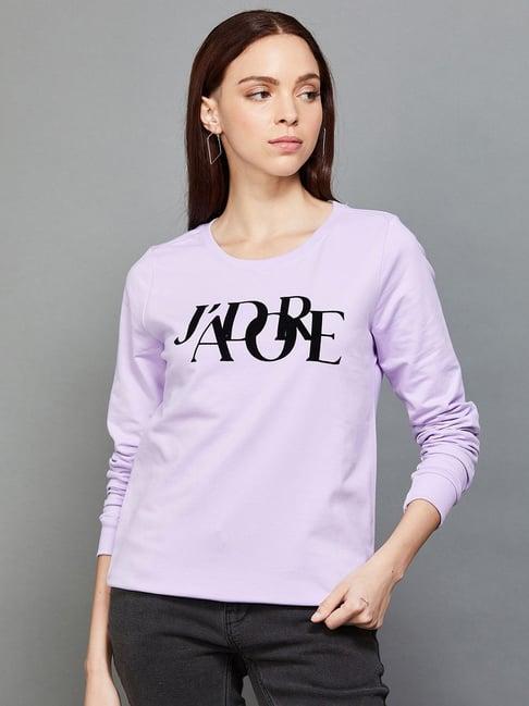 fame forever by lifestyle lavender cotton printed sweatshirt