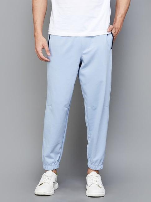 fame forever by lifestyle light blue cotton regular fit joggers