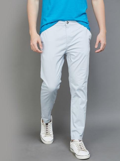 fame forever by lifestyle light blue regular fit trousers