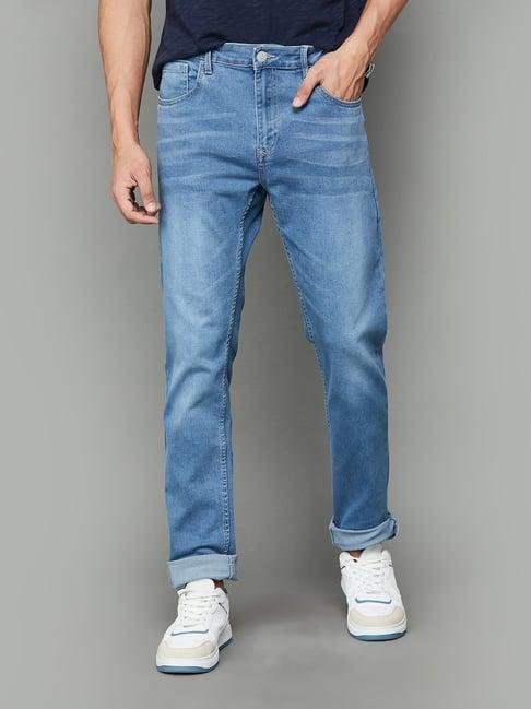 fame forever by lifestyle light blue slim tapered fit jeans