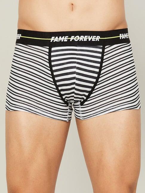 fame forever by lifestyle light grey cotton regular fit striped trunks