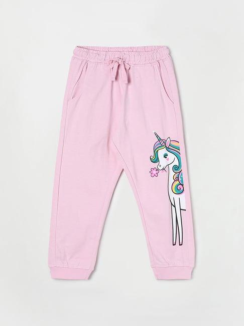 fame forever by lifestyle light pink printed trackpants