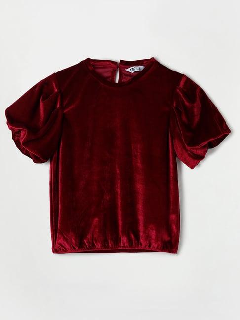 fame forever by lifestyle maroon solid top