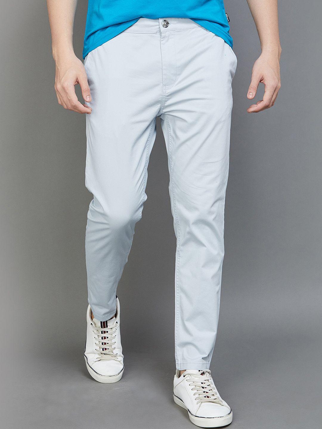 fame forever by lifestyle men cotton plain flat-front trousers