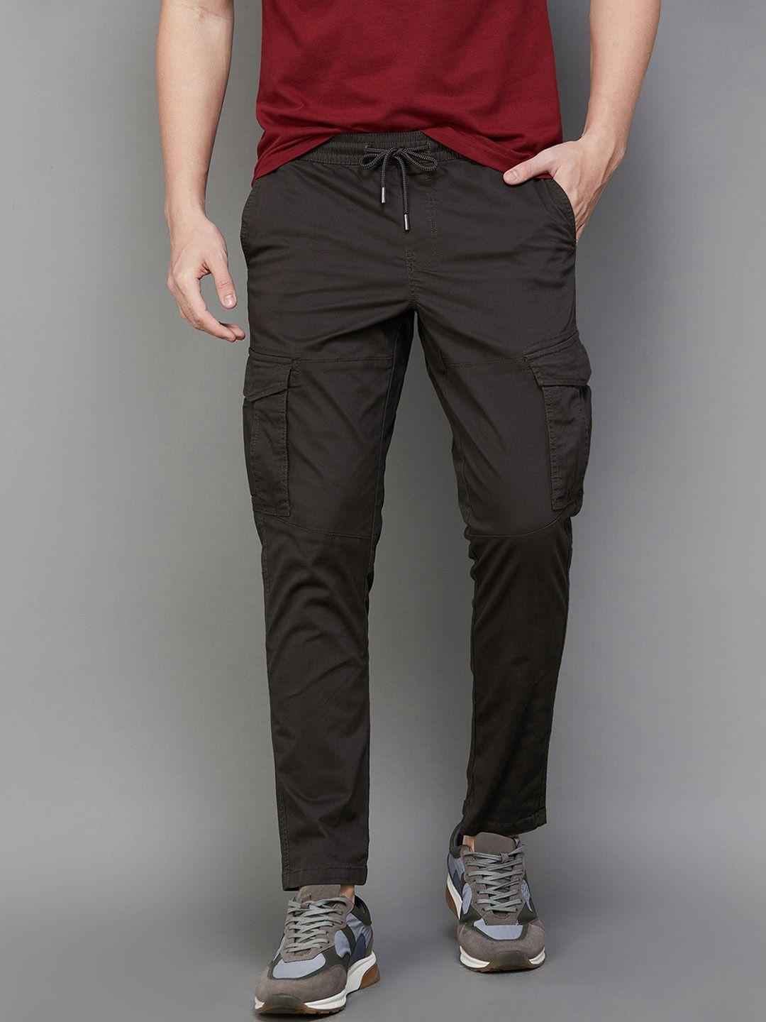fame forever by lifestyle men mid-rise cotton cargos trousers