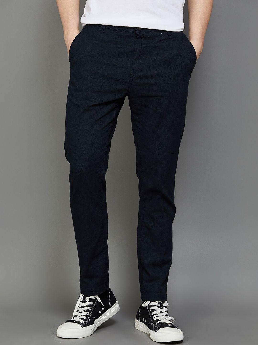 fame forever by lifestyle men mid-rise tapered fit trousers