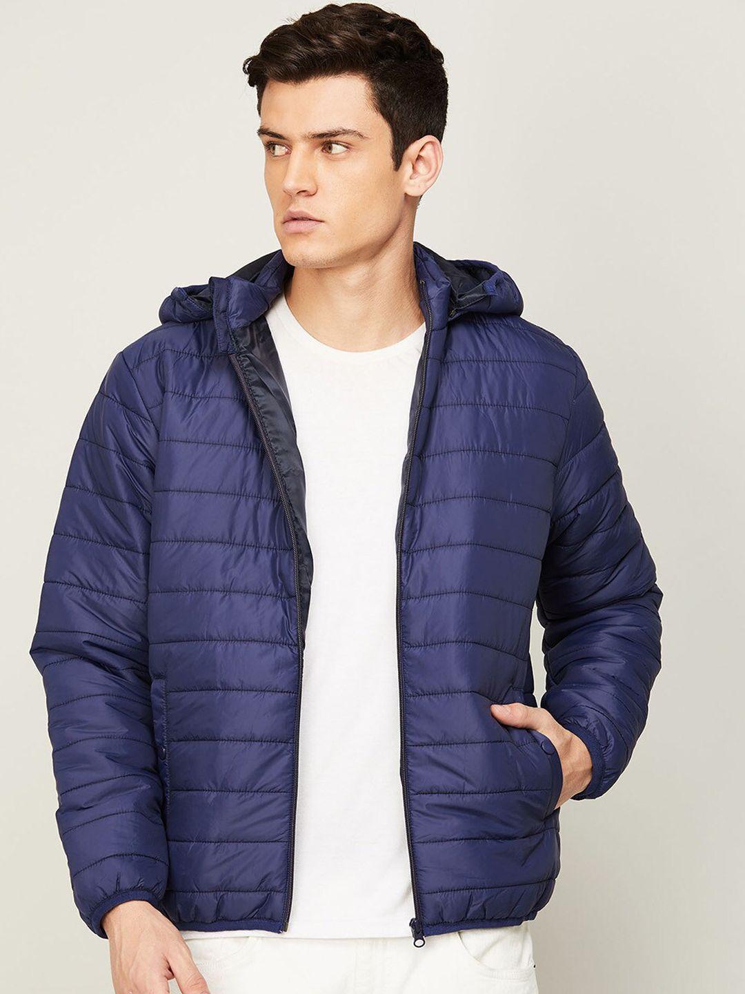 fame forever by lifestyle men navy blue lightweight solid padded jacket