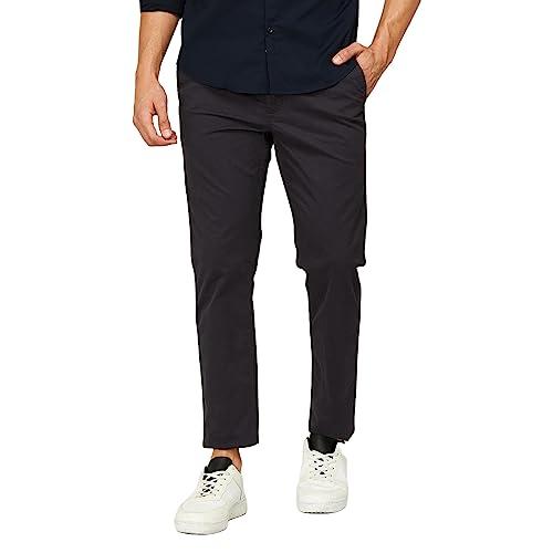 fame forever by lifestyle men navy cotton lycra slim fit solid pant_38