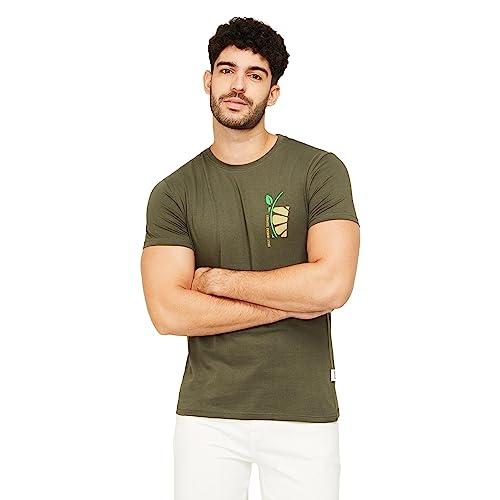 fame forever by lifestyle men olive cotton regular fit printed t shirt_xl