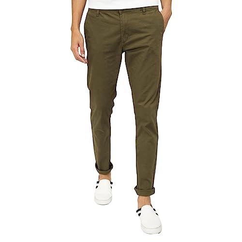 fame forever by lifestyle men olive cotton slim fit solid pant_38