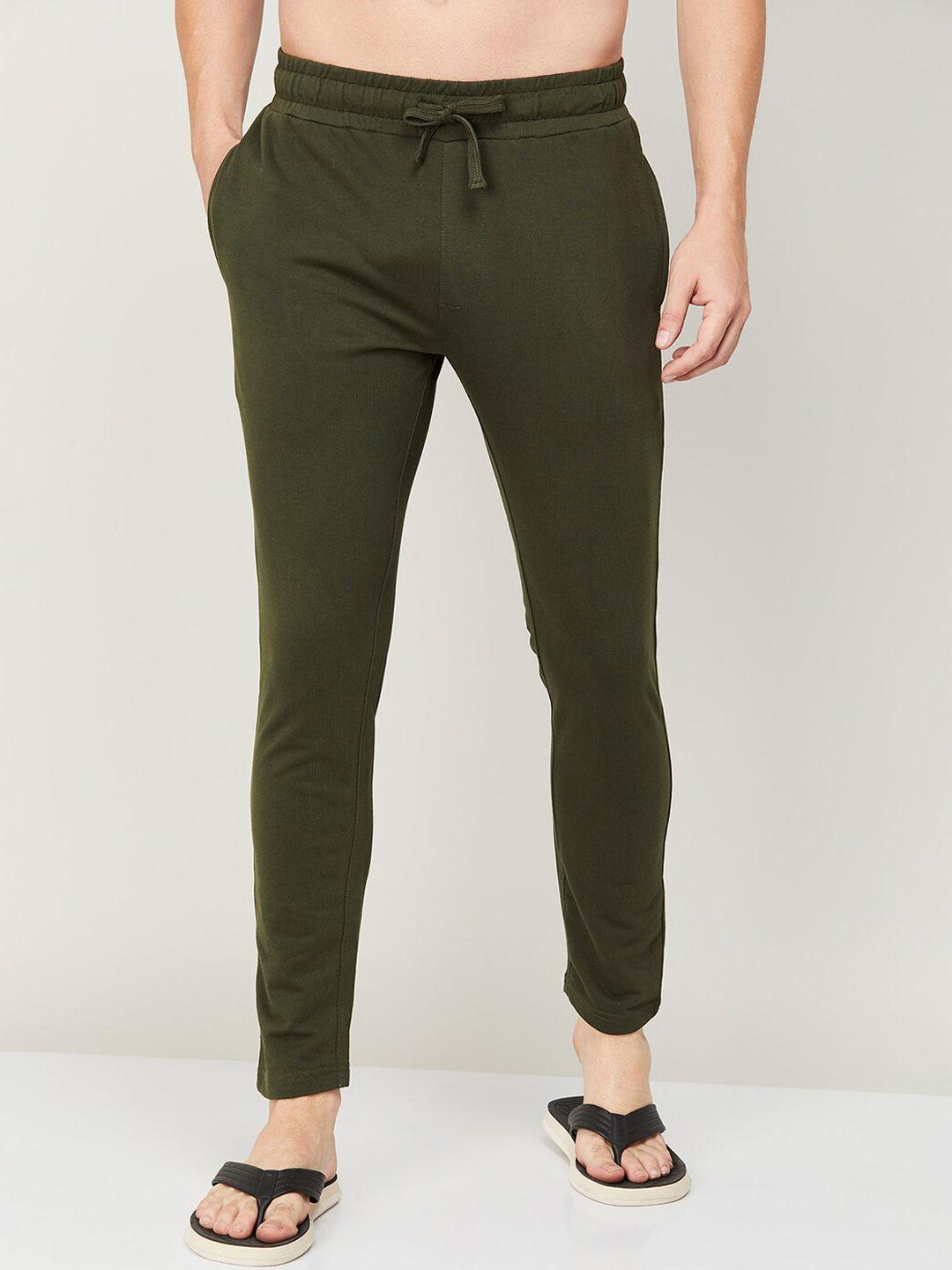 fame forever by lifestyle men olive green regular fit cotton track pant