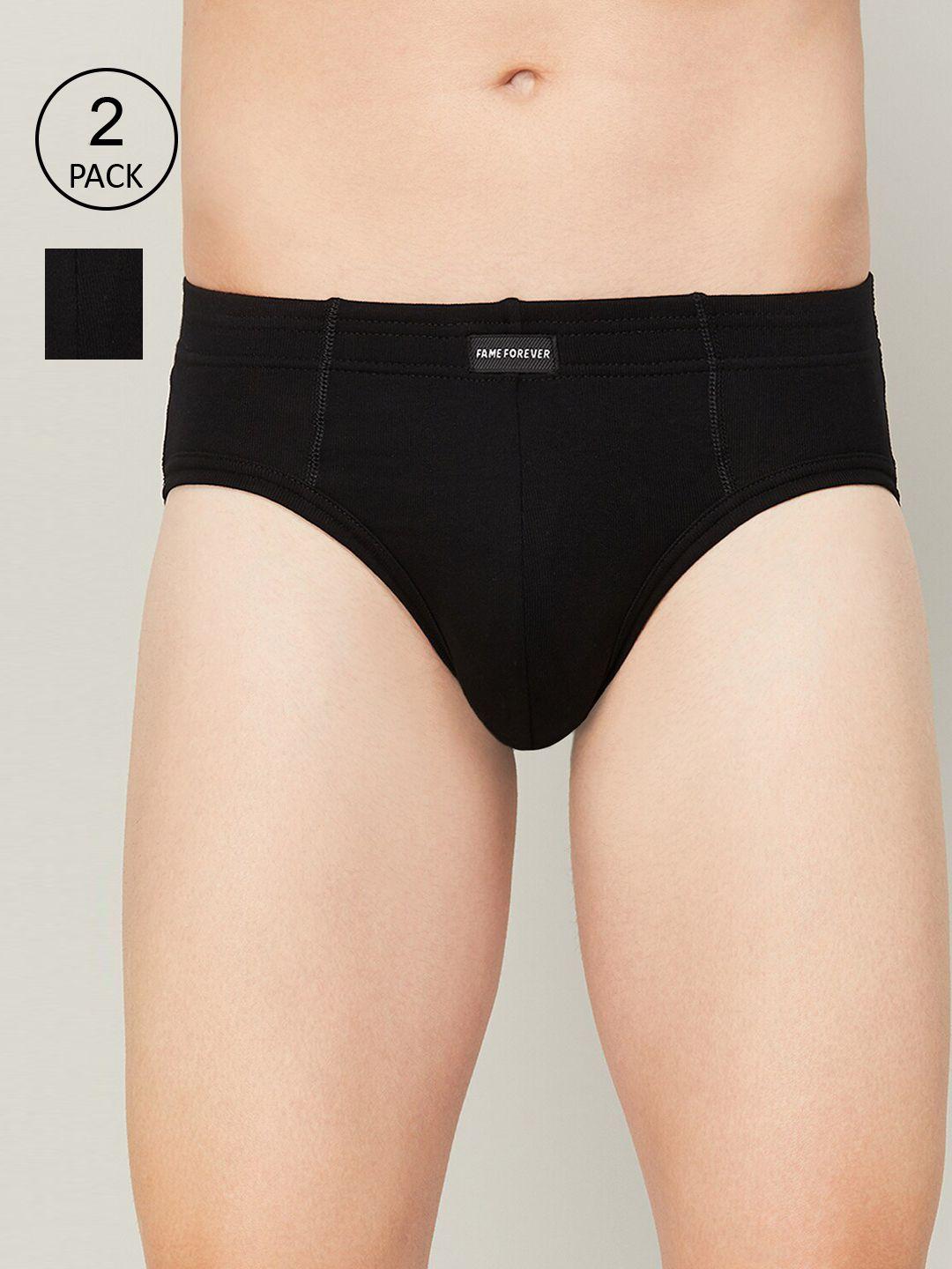 fame forever by lifestyle men pack of 2 black cotton basic briefs