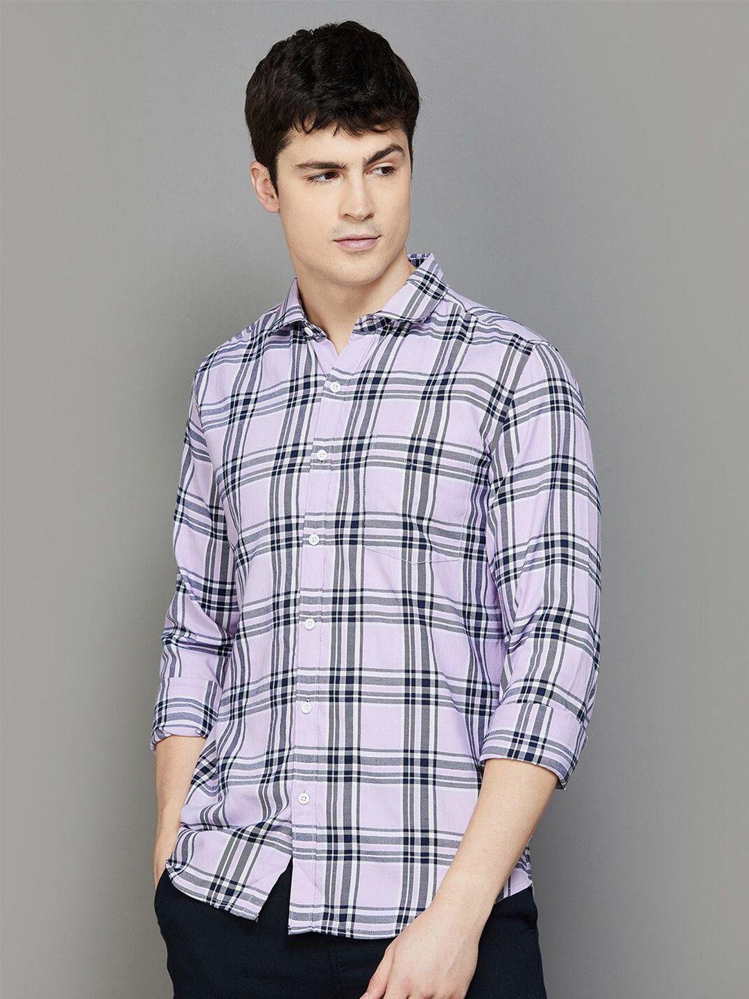fame forever by lifestyle men slim fit tartan checked casual shirt