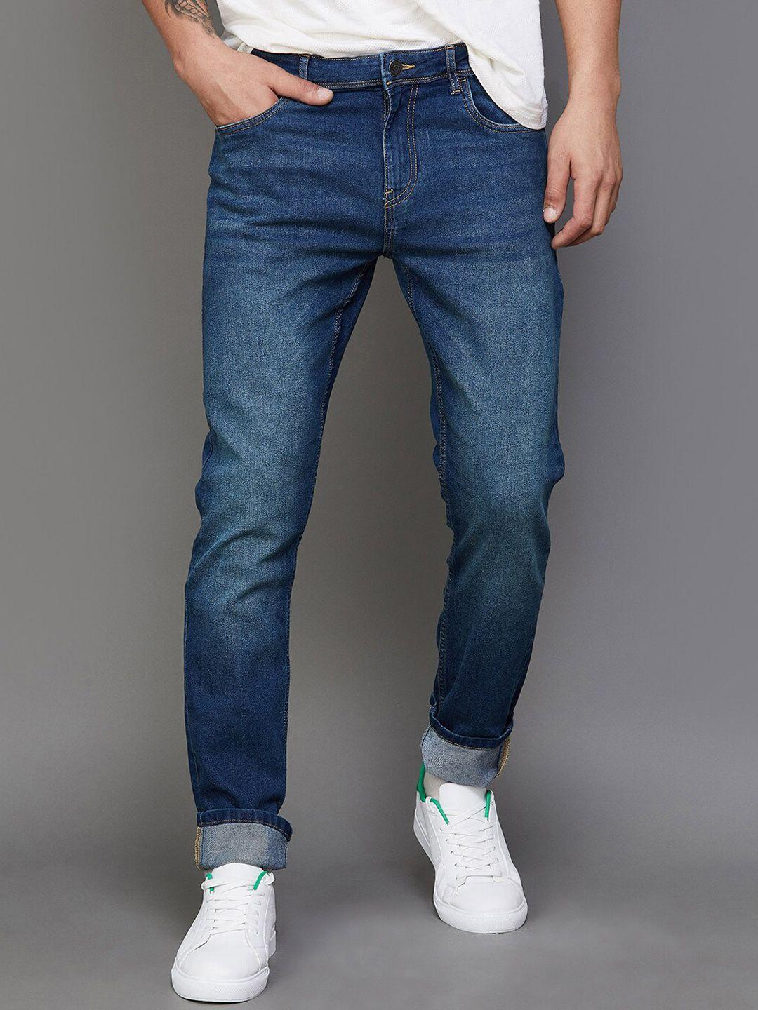 fame forever by lifestyle men tapered fit clean look light fade cotton jeans