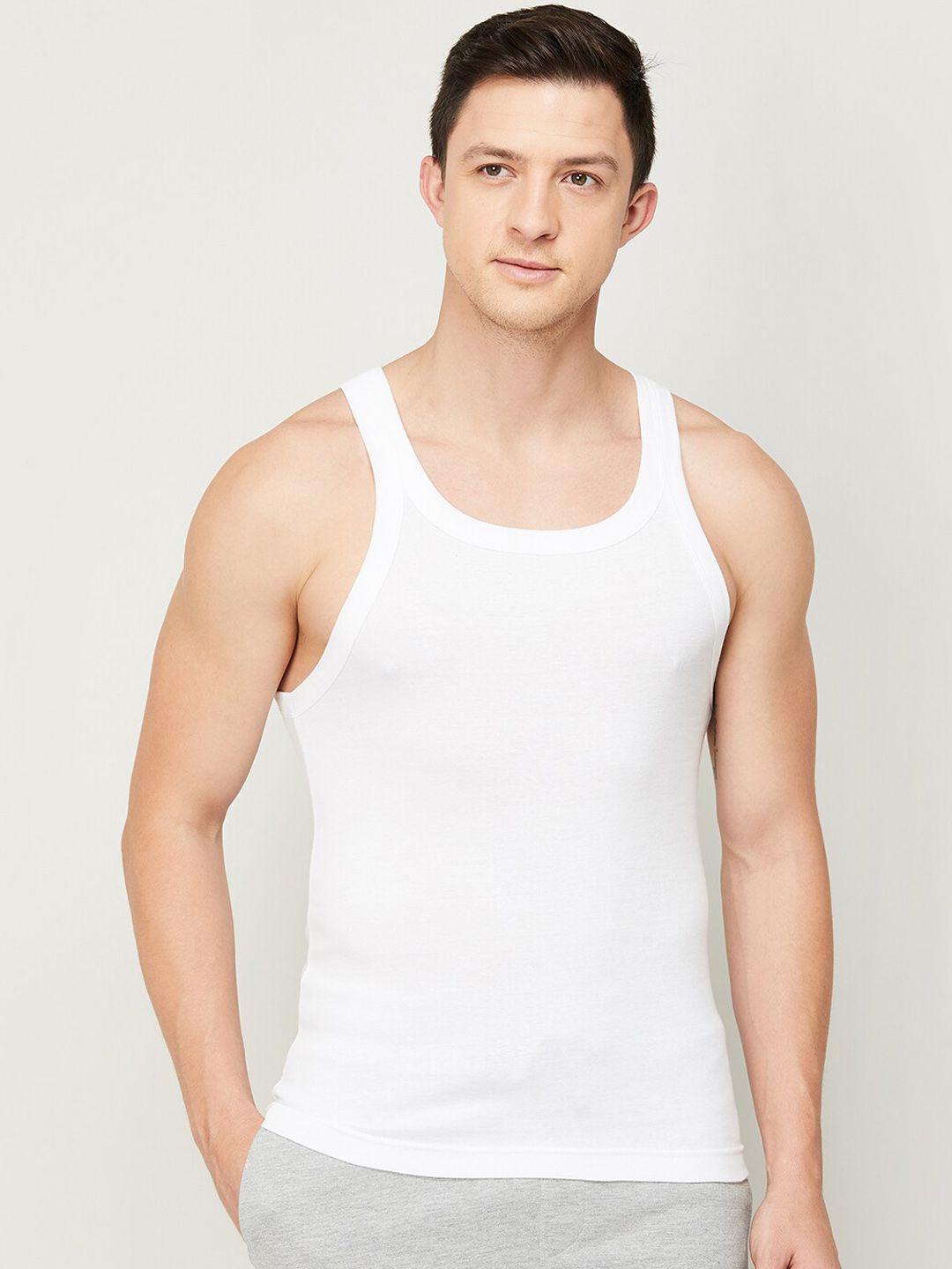 fame forever by lifestyle men white solid cotton innerwear vests