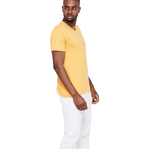 fame forever by lifestyle men yellow cotton regular fit solid t shirt yellow_m