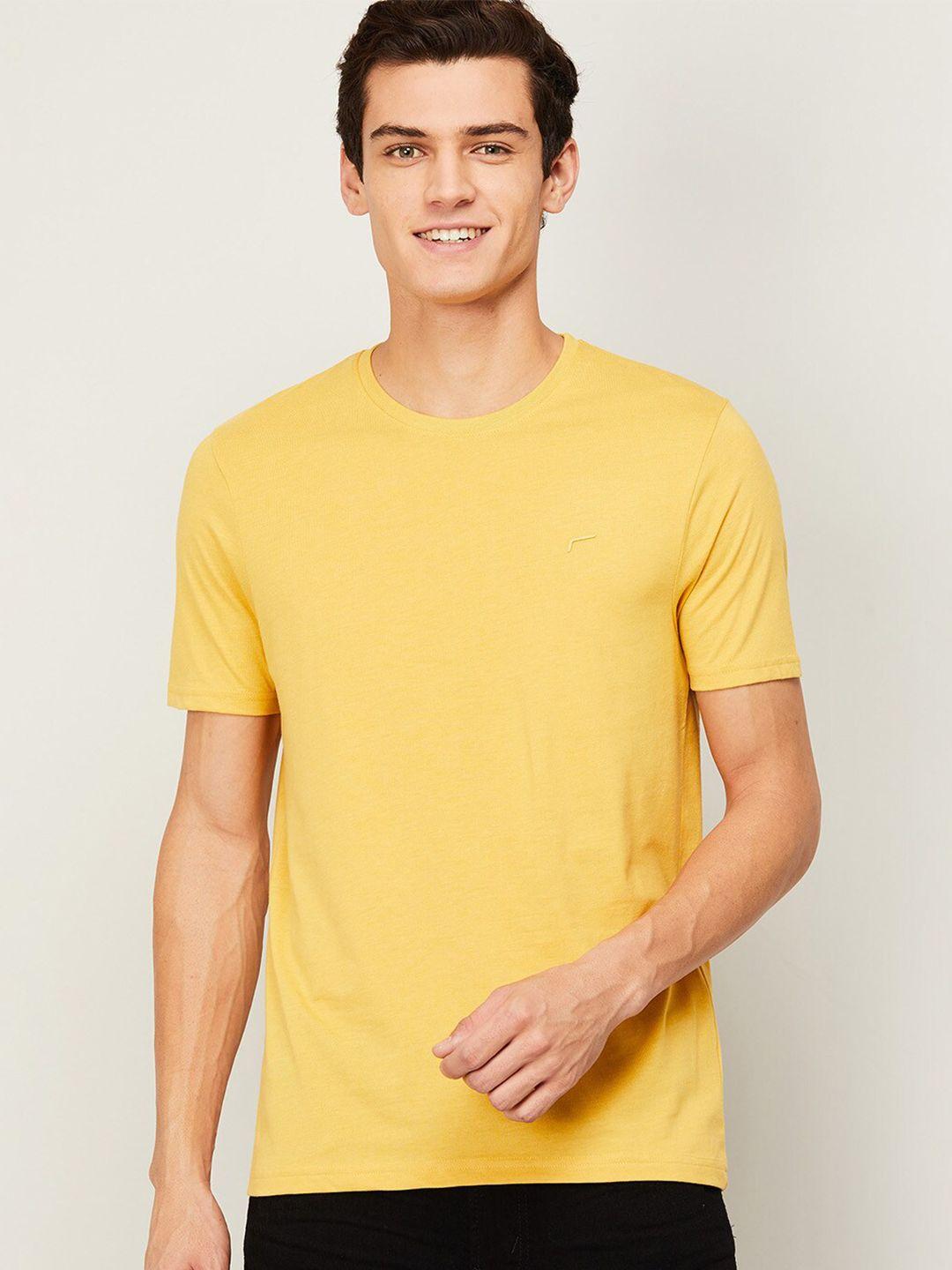 fame forever by lifestyle men yellow raw edge t-shirt