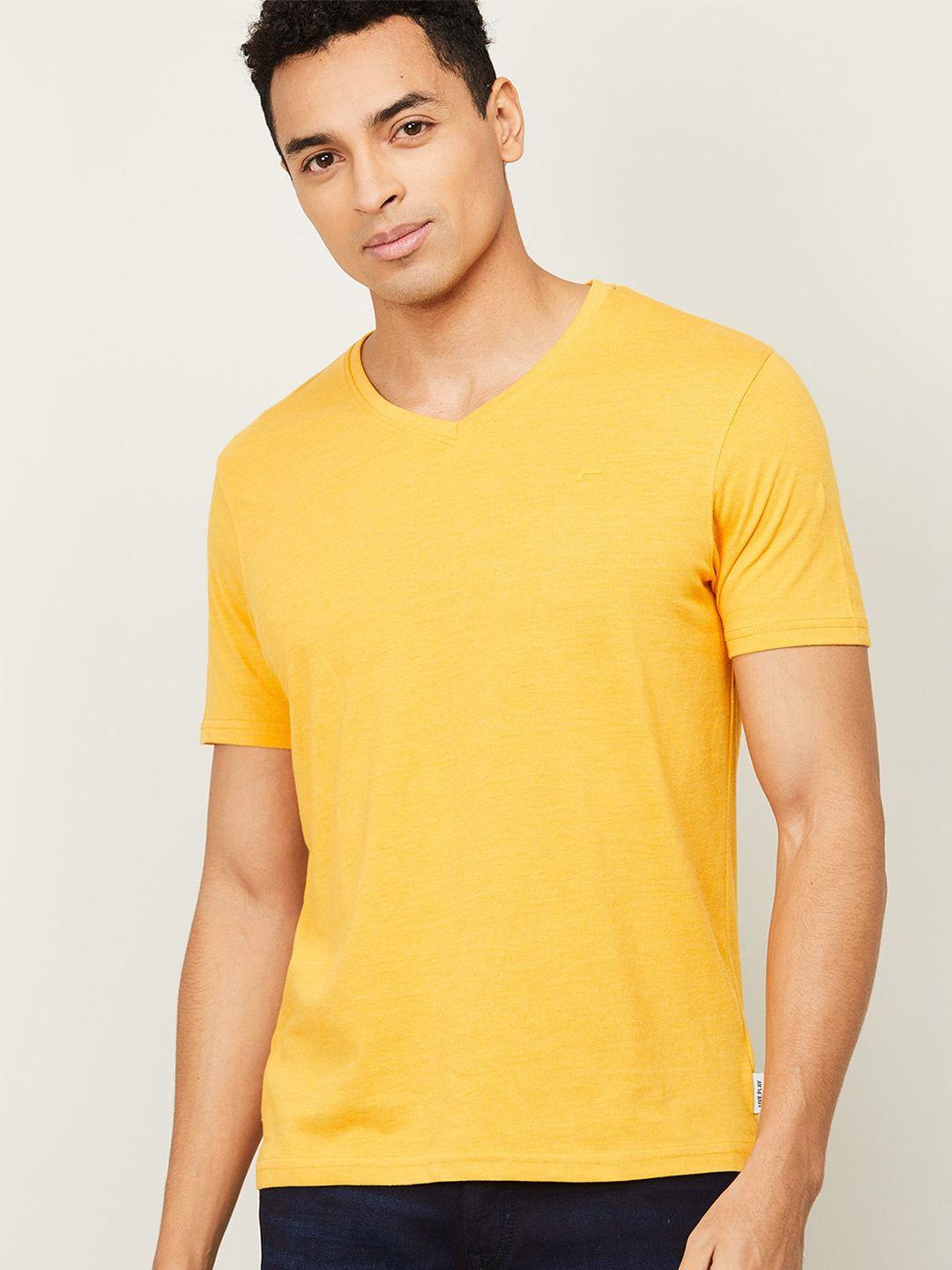 fame forever by lifestyle men yellow solid t-shirt