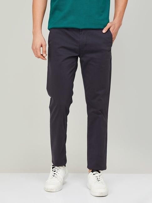 fame forever by lifestyle mid navy regular fit trousers