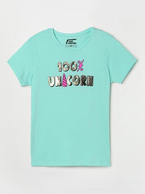 fame forever by lifestyle mint green printed t-shirt