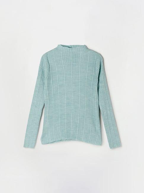 fame forever by lifestyle mint green solid full sleeves sweater