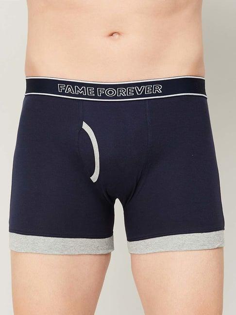fame forever by lifestyle navy blue cotton regular fit trunks
