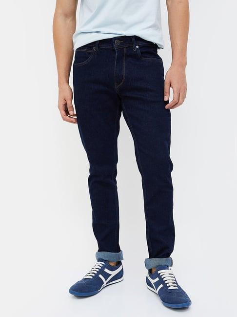 fame forever by lifestyle navy cotton regular fit jeans