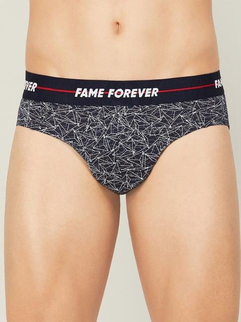 fame forever by lifestyle navy cotton regular fit printed briefs