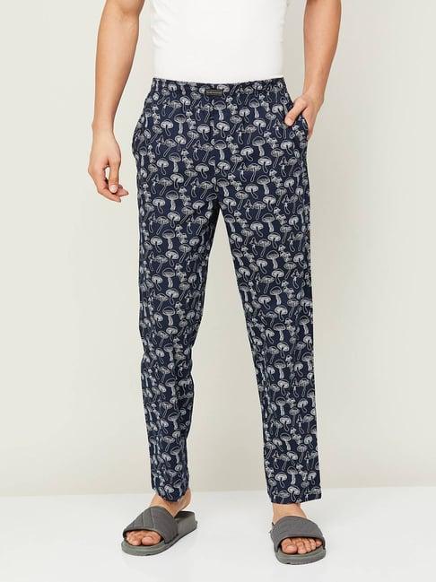 fame forever by lifestyle navy cotton regular fit printed nightwear pyjamas