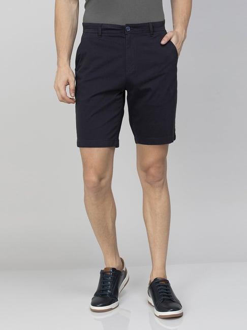 fame forever by lifestyle navy cotton regular fit shorts