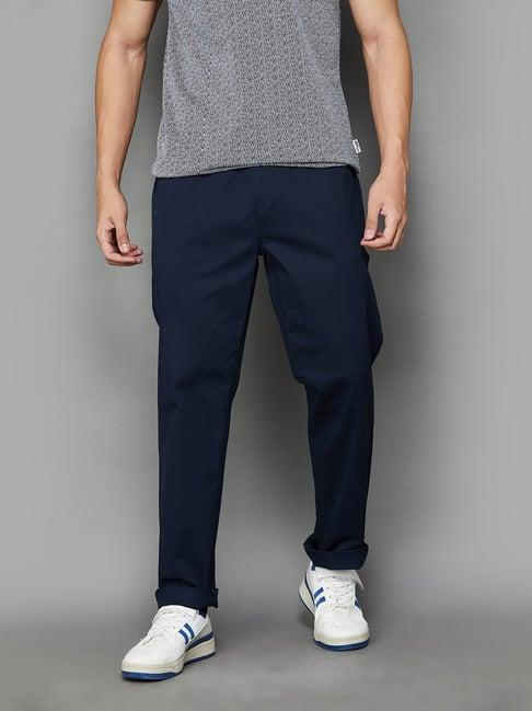 fame forever by lifestyle navy regular fit drawstring trousers