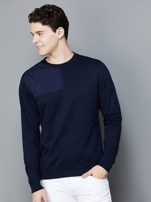 fame forever by lifestyle navy regular fit sweatshirt