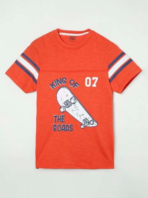 fame forever by lifestyle orange printed t-shirt