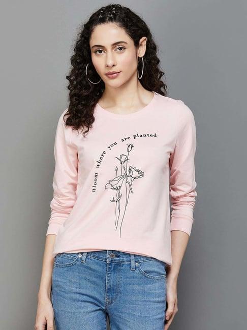 fame forever by lifestyle pink cotton printed sweatshirt