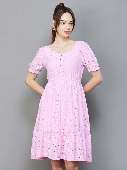 fame forever by lifestyle pink self pattern a-line dress