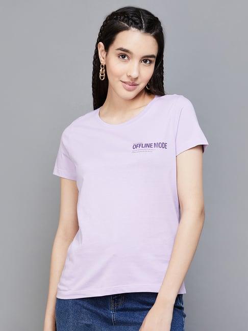 fame forever by lifestyle purple cotton printed t-shirt