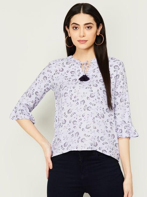 fame forever by lifestyle purple floral print top