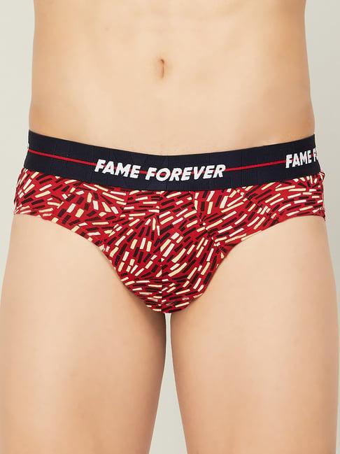 fame forever by lifestyle red cotton regular fit printed briefs