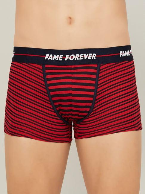 fame forever by lifestyle red cotton regular fit striped trunks