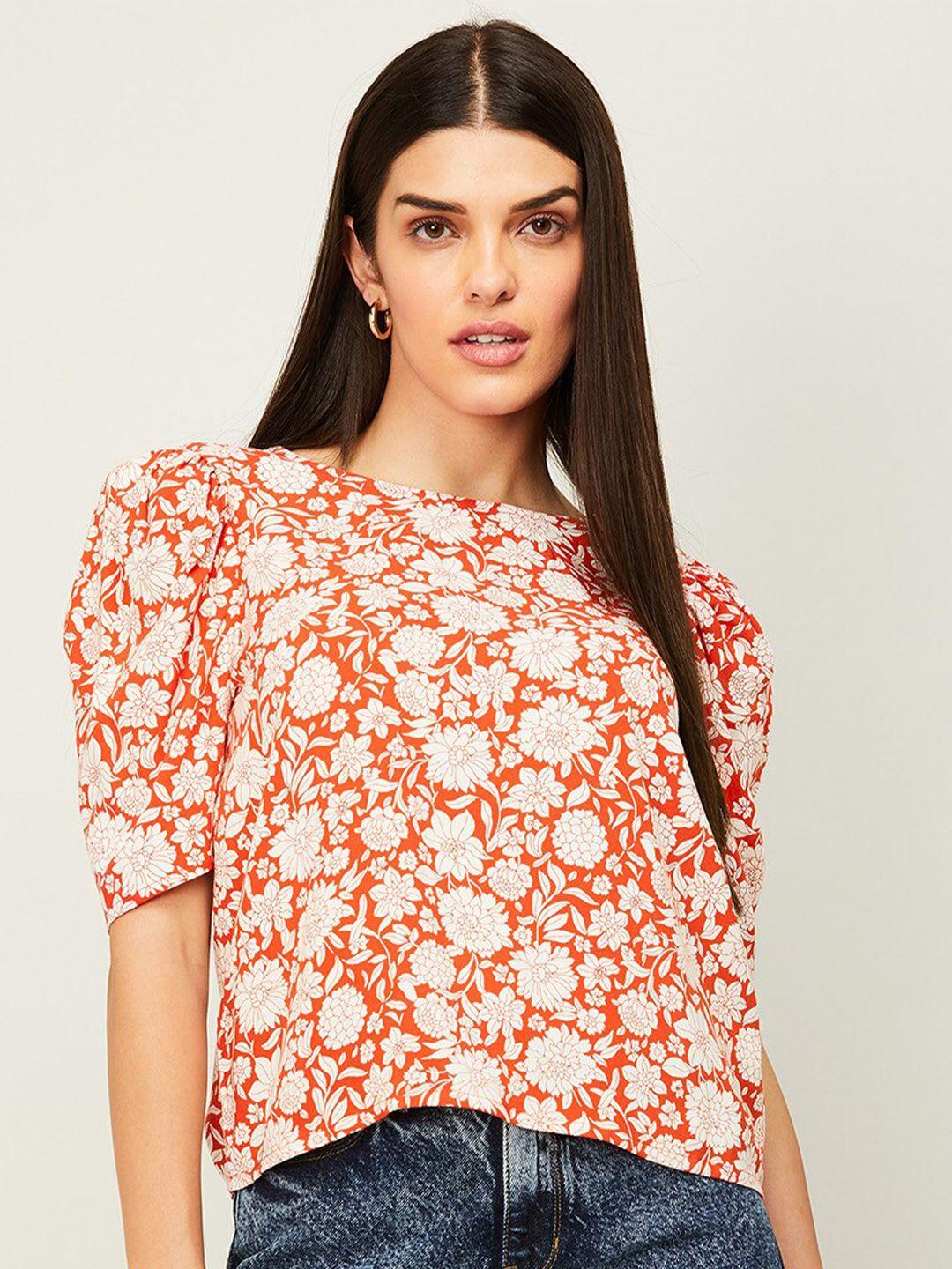 fame forever by lifestyle red floral print top