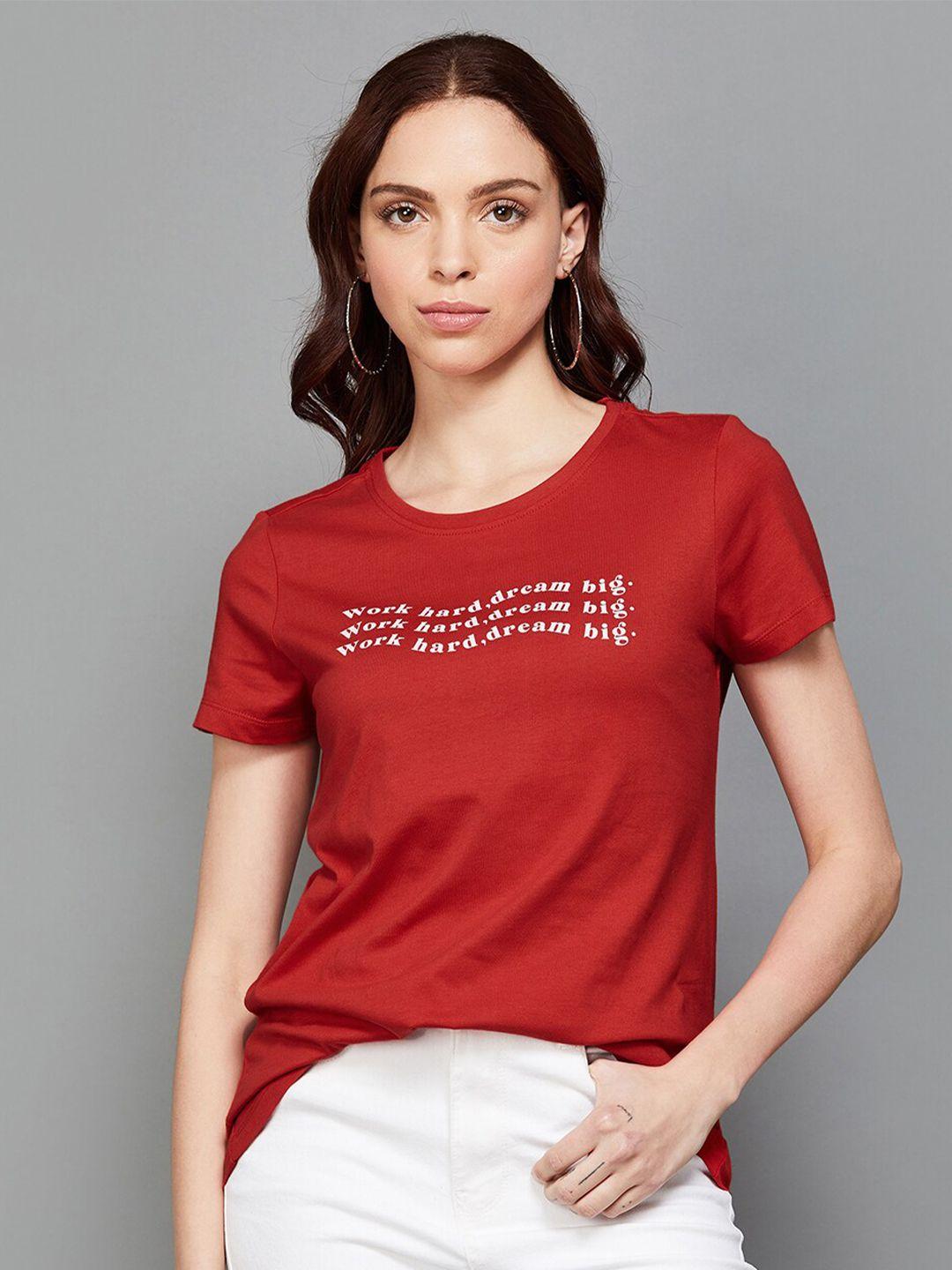 fame forever by lifestyle red print cotton top